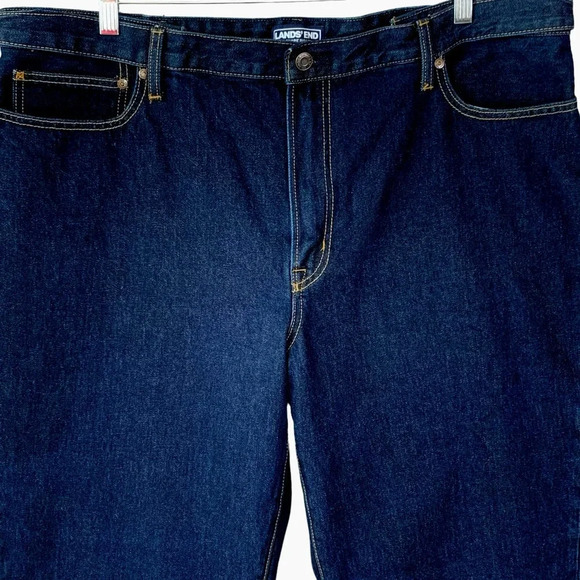 Lands' End New Square Rigger Traditional Fit Denim Dark Blue Jeans 42X26 Classic - Picture 3 of 16